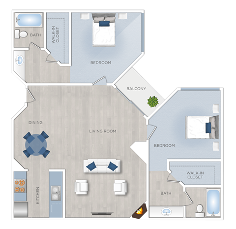 two-bedroom apartments in Hollywood, CA